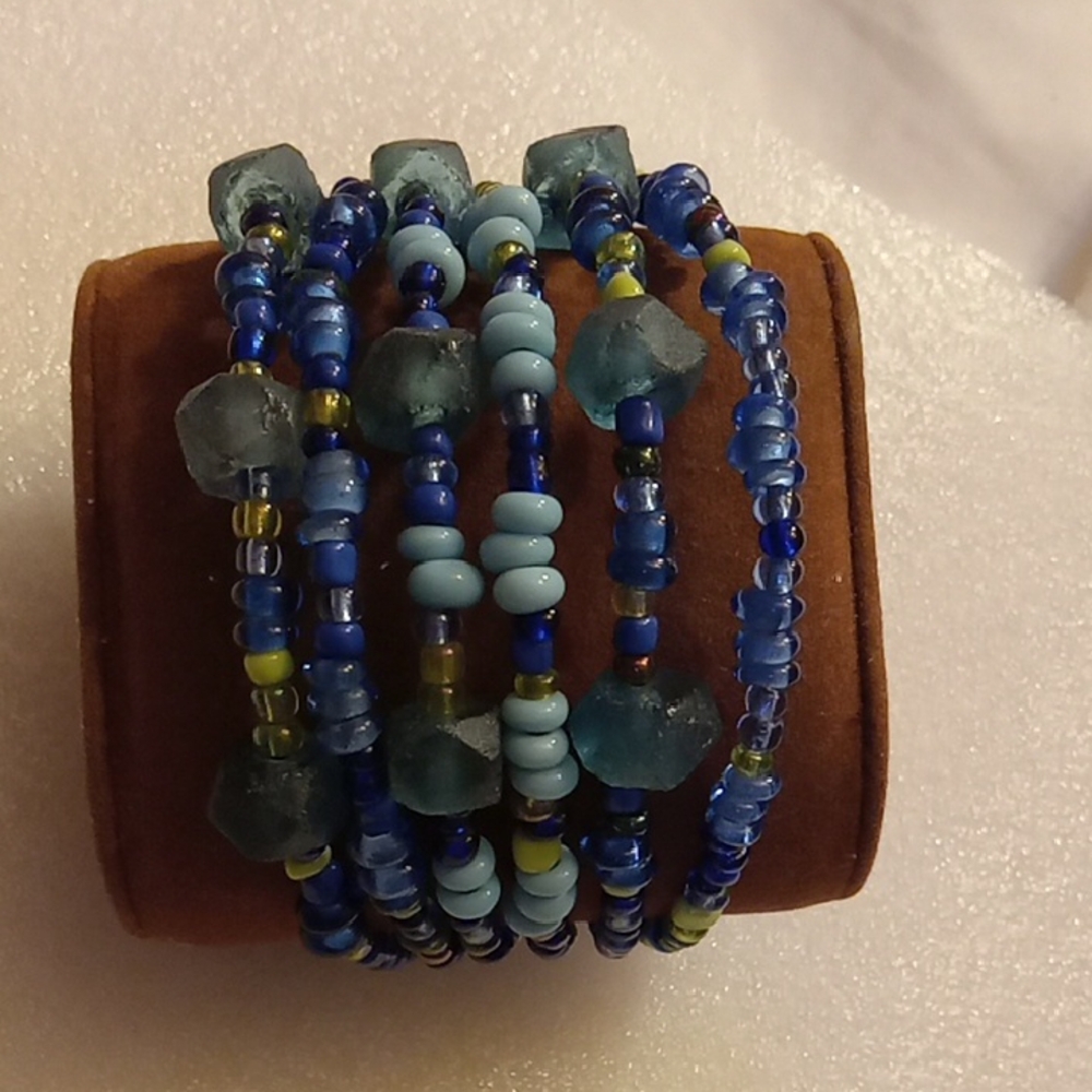 Blue Beaded Bracelet Set